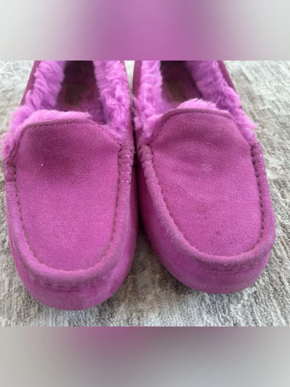 Ugg Australia Ansley Purple Pink Cloud Moc Toe Suede Wool Moccasins (Size 6)